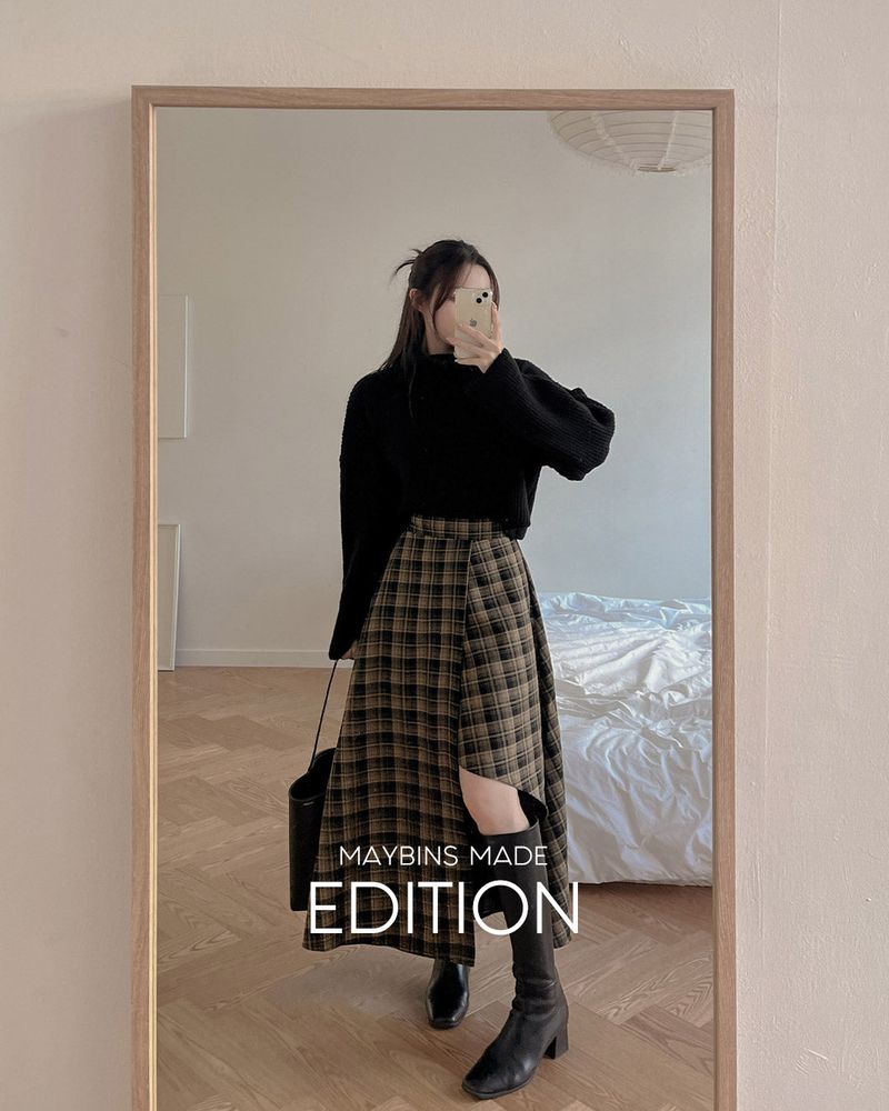 【MADE】 Checked long skirt