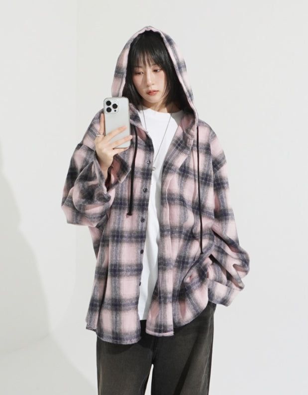 KIXI（キッシー）の「Big over hood check shirt（Tops）」