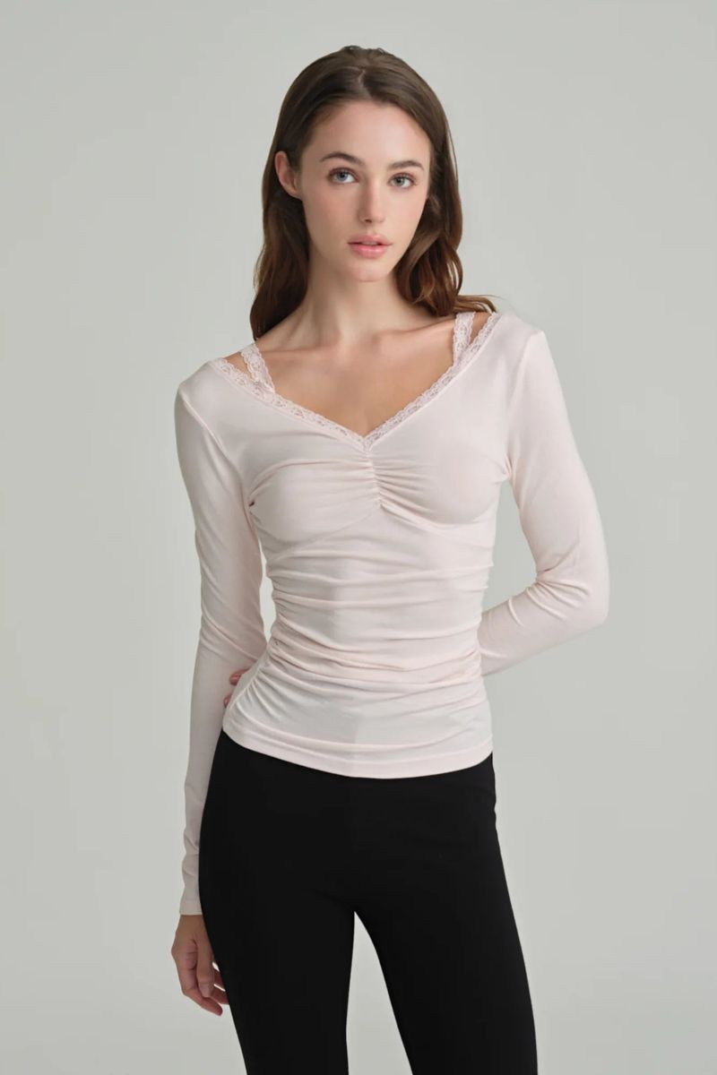 Ballerina lace long sleeve, Pink