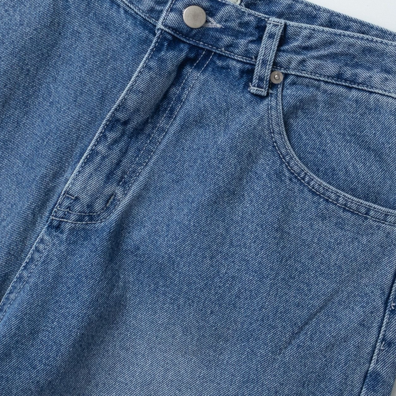 denim frill bermuda pants