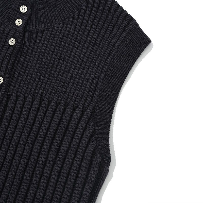 CHERRY CAP SLEEVE KNIT VEST [BLACK]