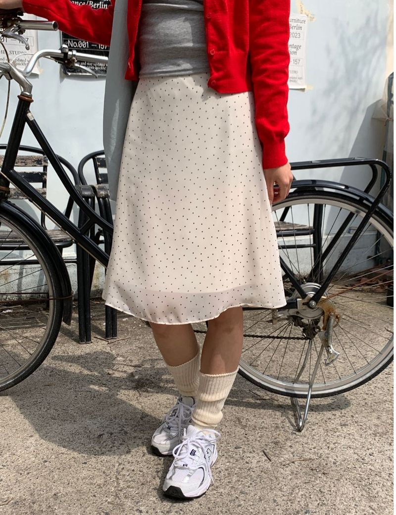 fine dot midi skirt