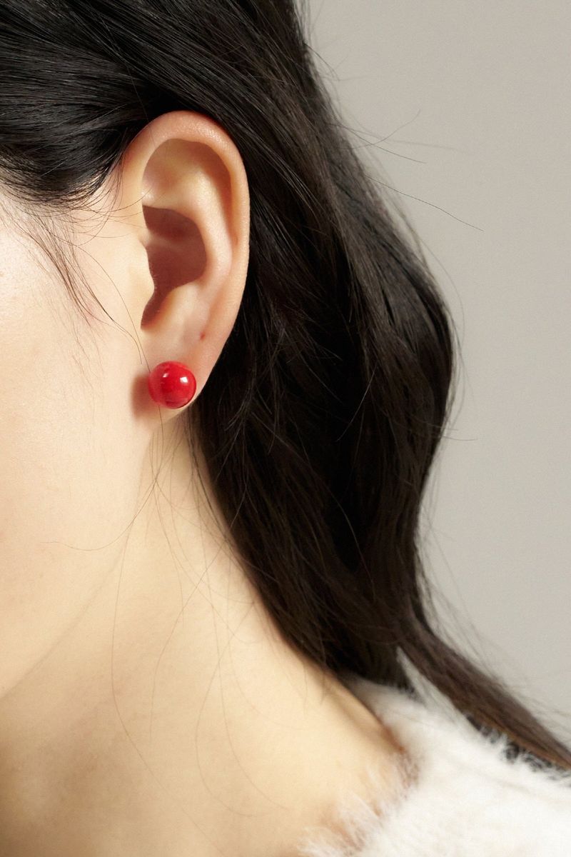 red ball earring