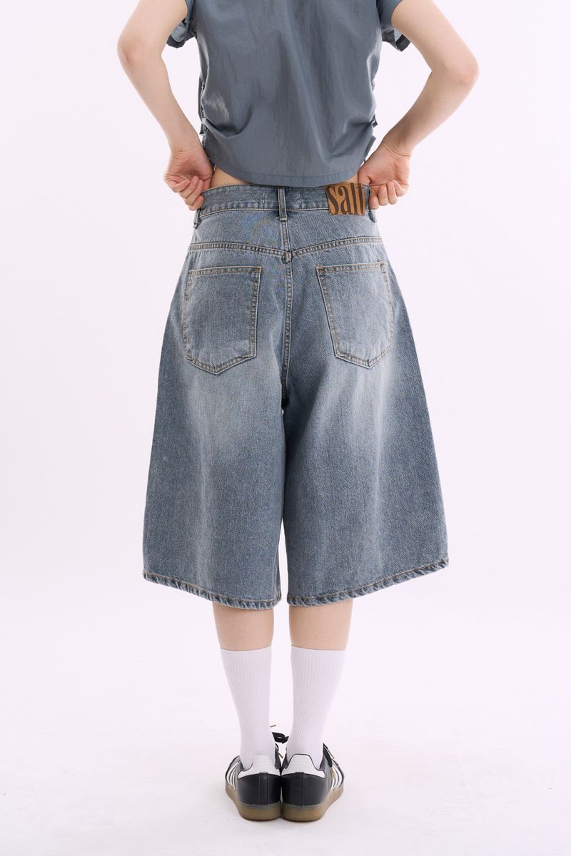 Faded vintage bermuda denim pants