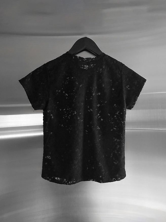 Floral Punching Lace Short Sleeve Tee