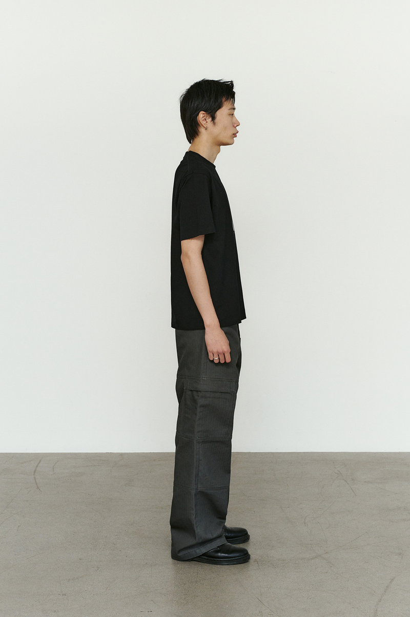4 Panel Cargo Pockets Herringbone Twill Pants (Gray)
