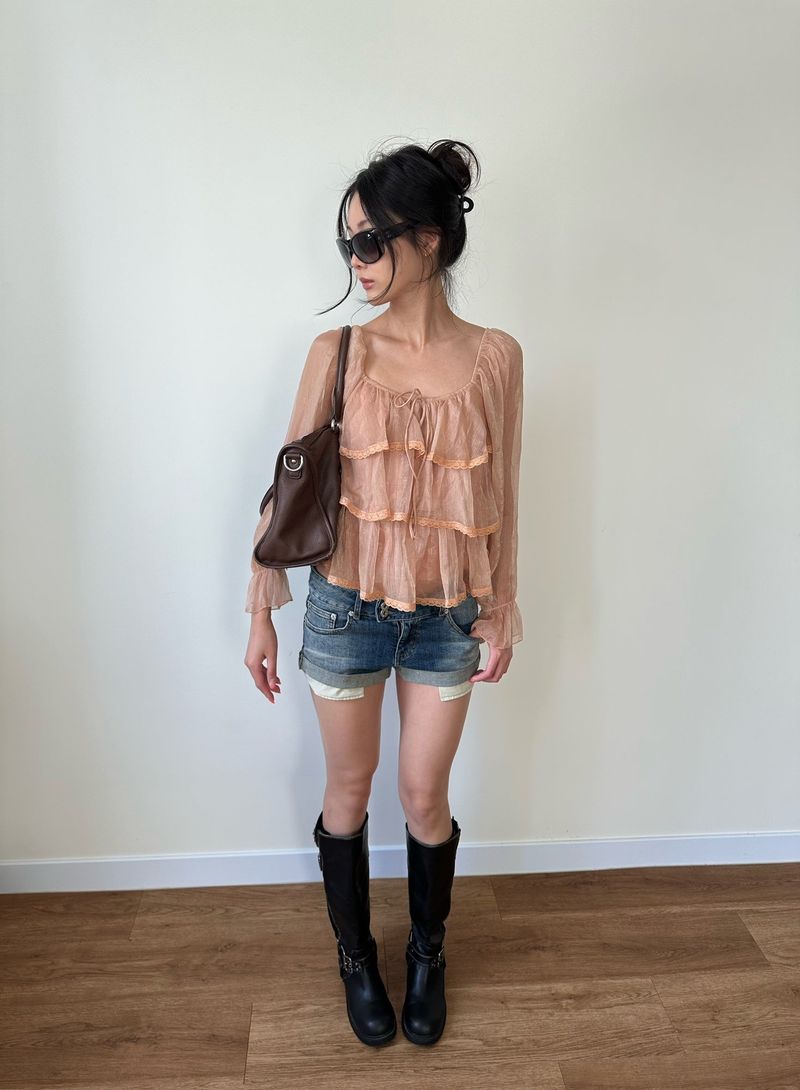 roll up denim shorts