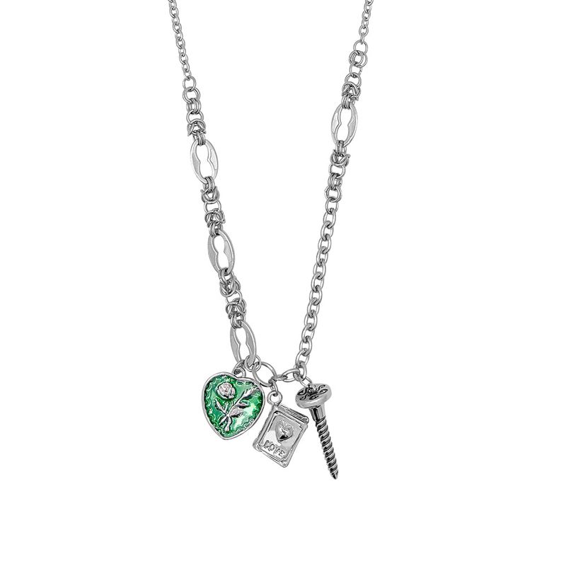 Rose Heart nail Surgical Chain Necklace