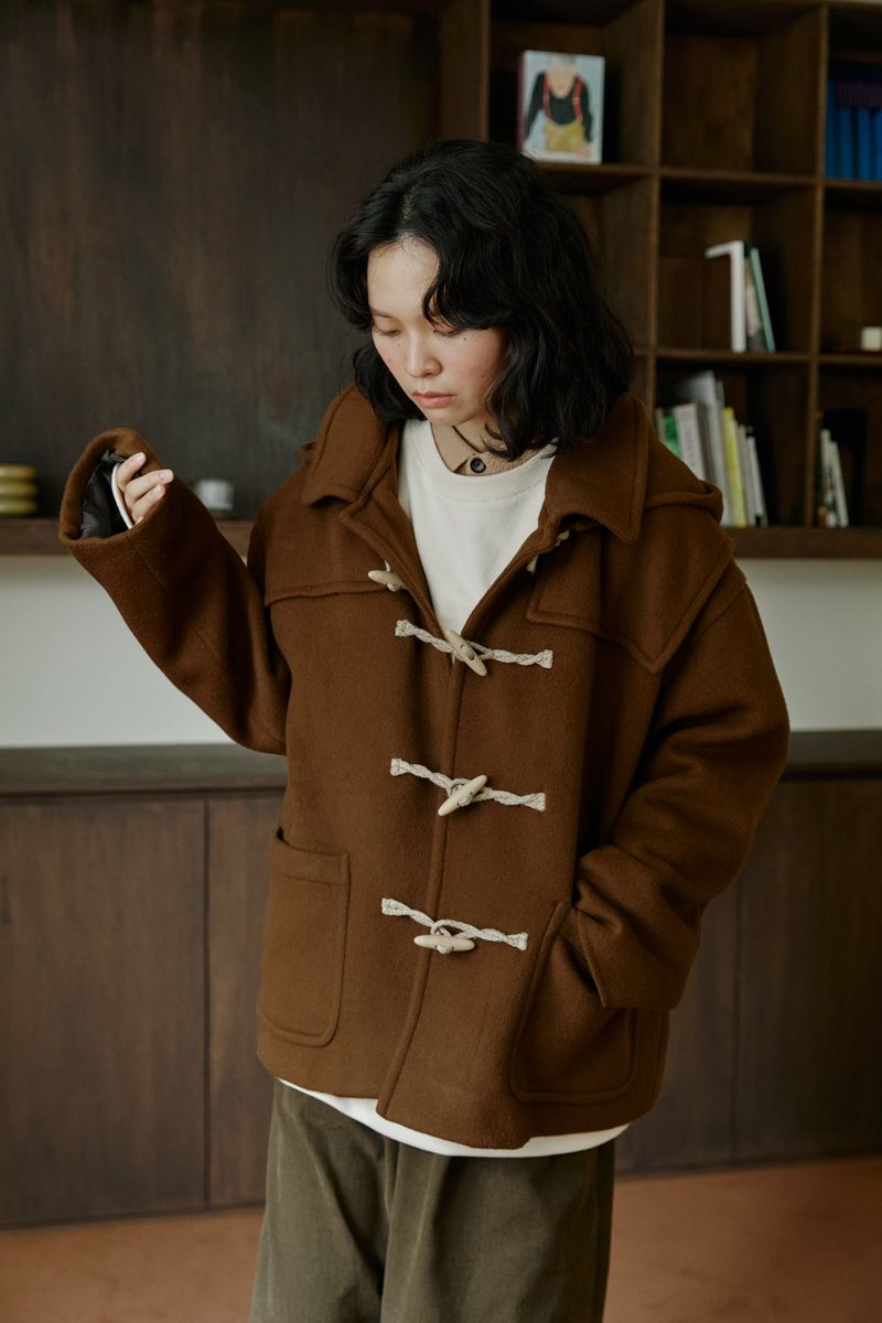 unisex half duffle coat camel