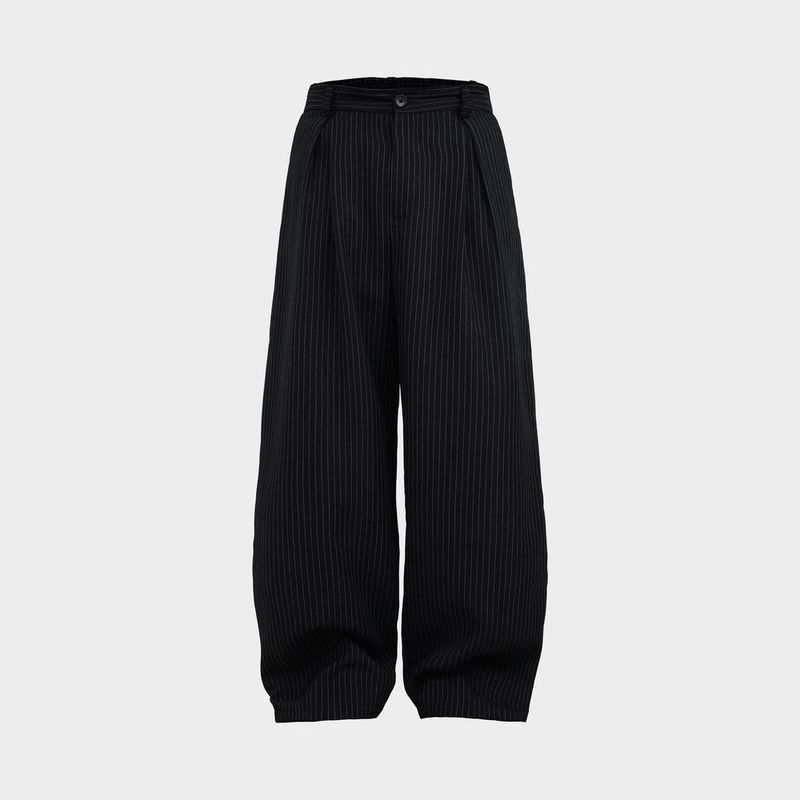 HIERARCHY STUDIOS Unruled - Stripes Black Tuck Slacks Trousers
