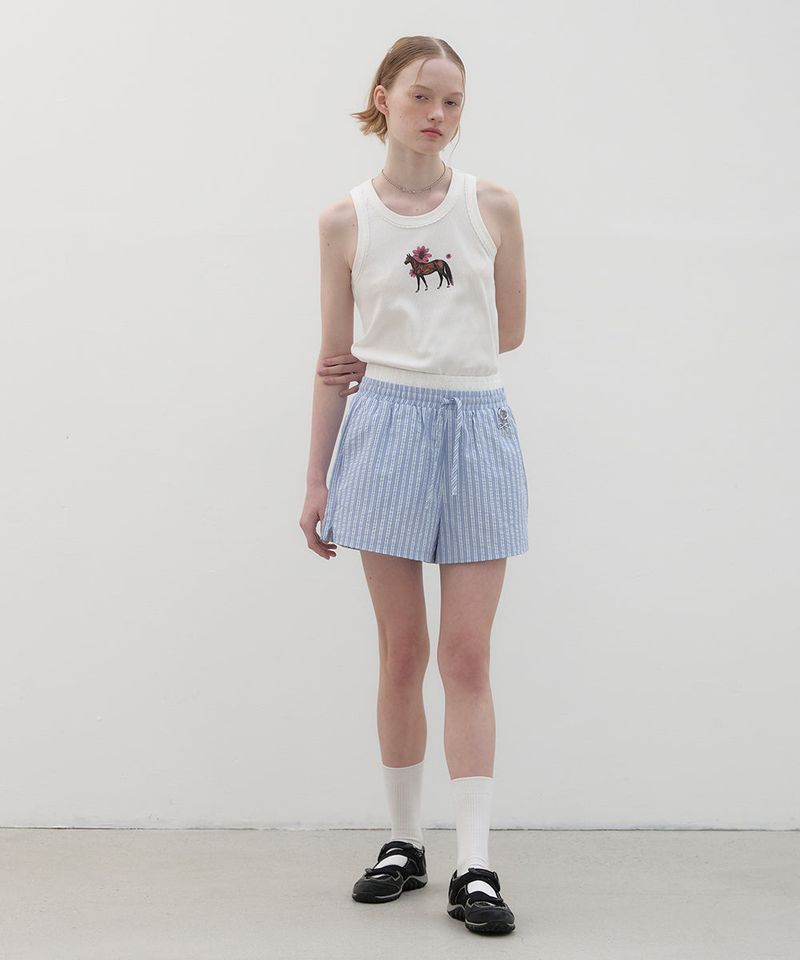 Flower Horse Tank Top - White