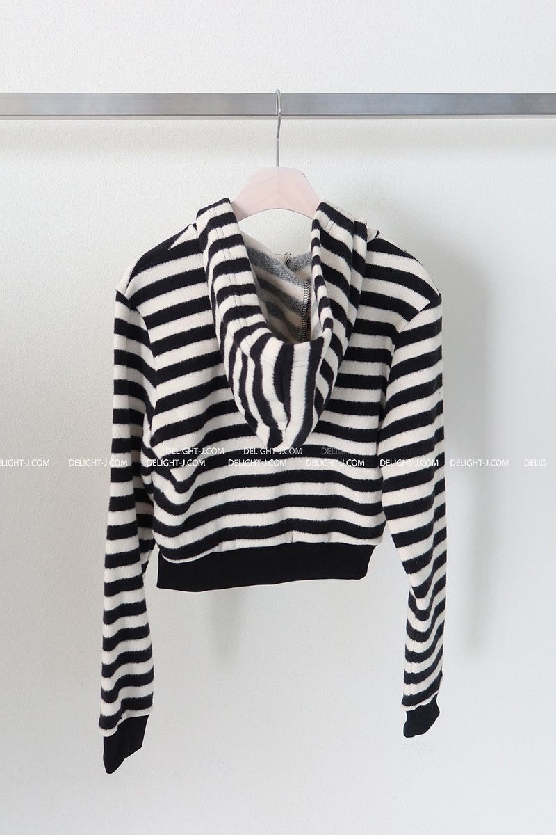 Tsuki Stripe Hooded Zip-Up Jacket