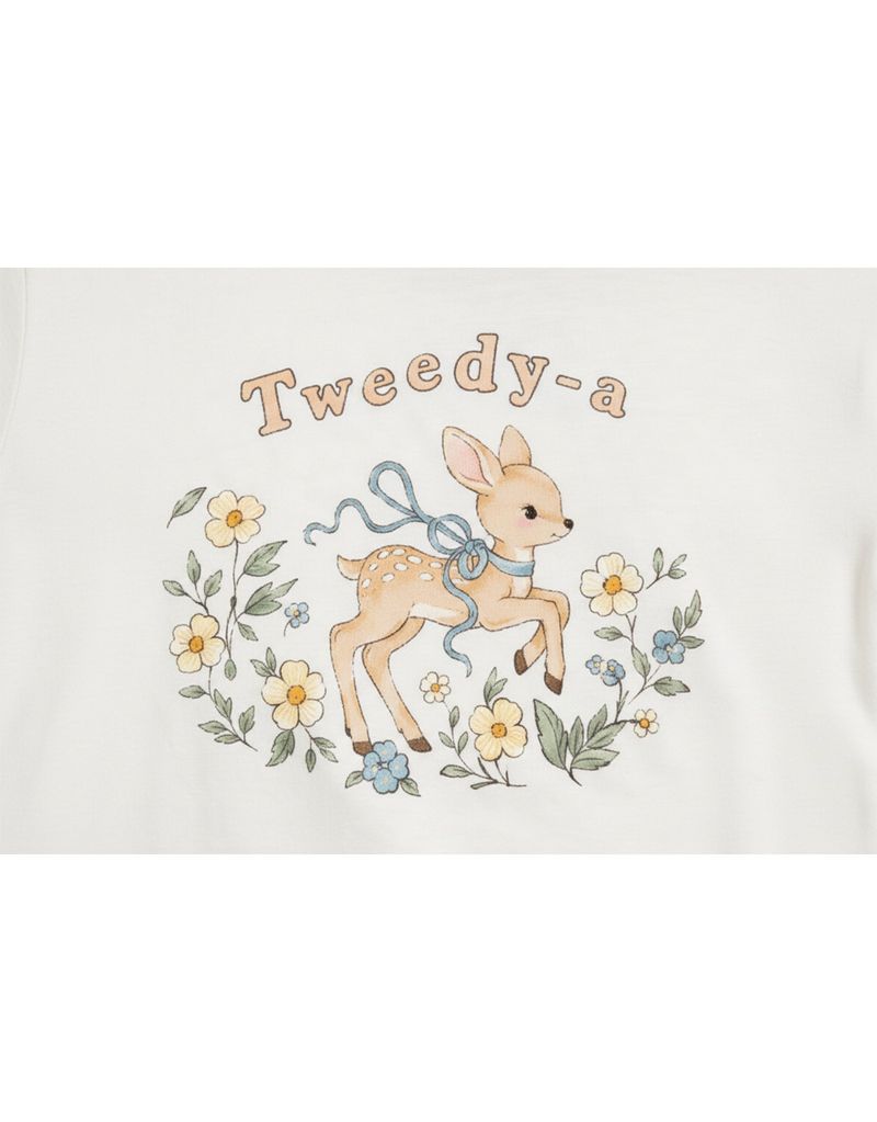 ダイアサマーヴィンテージグラフィックシャーリングワンショルダーTシャツ アイボリー