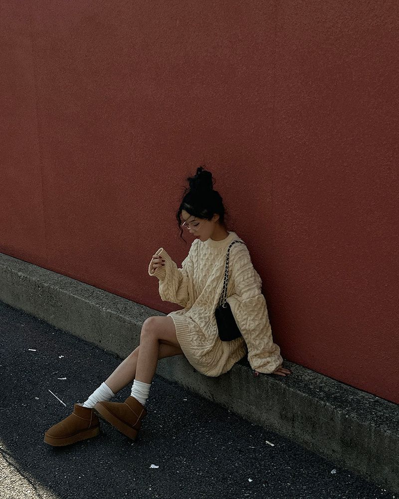 Cooking Twisted Doughnut Patterned Oversized Fit Knitwear
