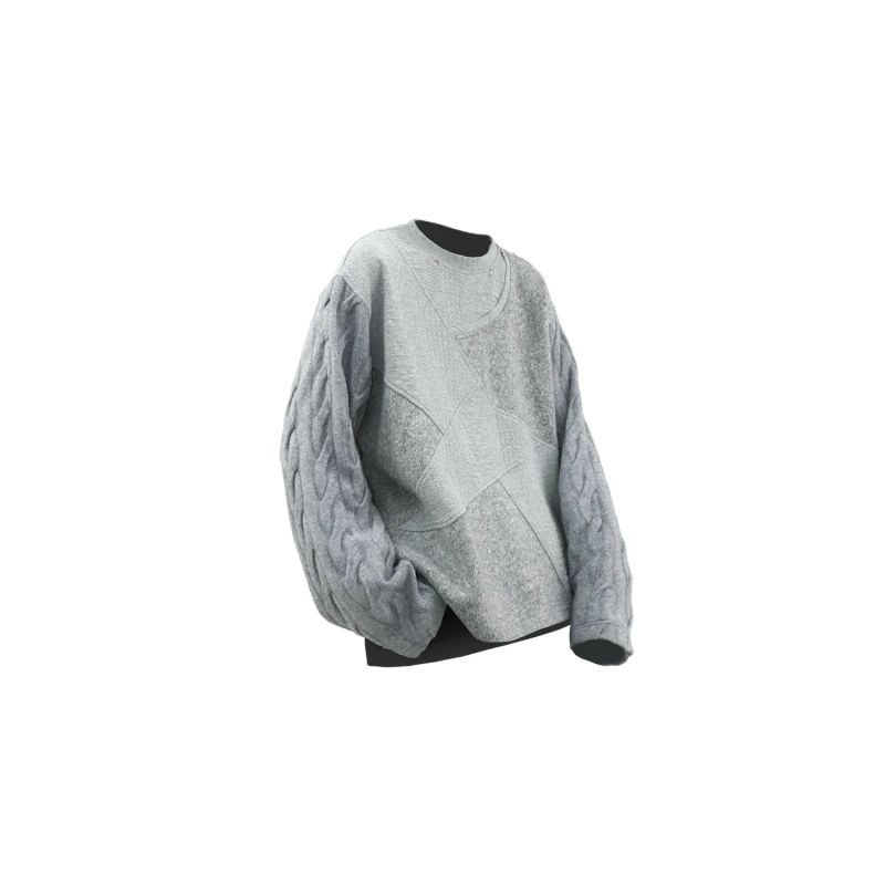 RELABEL(DIGGER seam) wool splicing texture deconstruction segmentation loose warm pullover knitted sweater