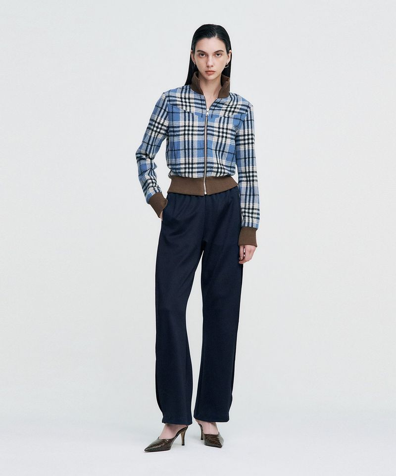 Plaid Check Flannel Zip-Up Jacket _ SKY BLUE