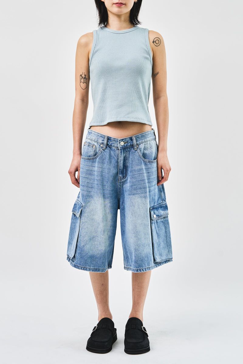 Baek Denim Cargo Bermuda (2color)