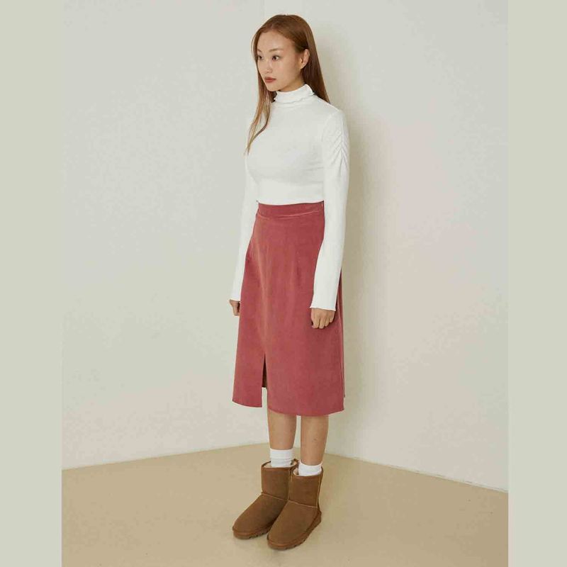 Ebony shirring turtleneck top (white)