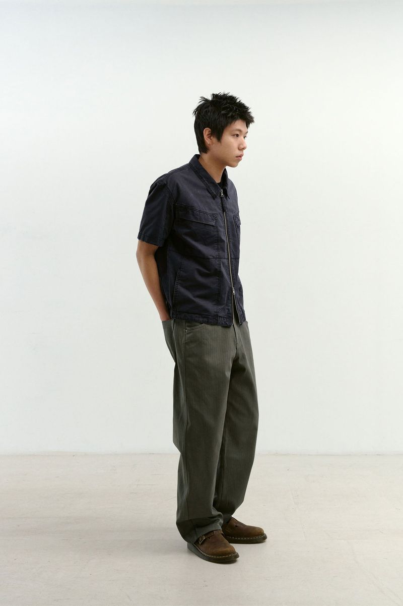 Semi Curved Herringbone Twill Pants (Khaki)