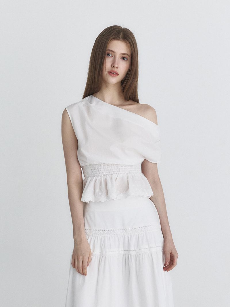 Drape lace blouse (Ivory)