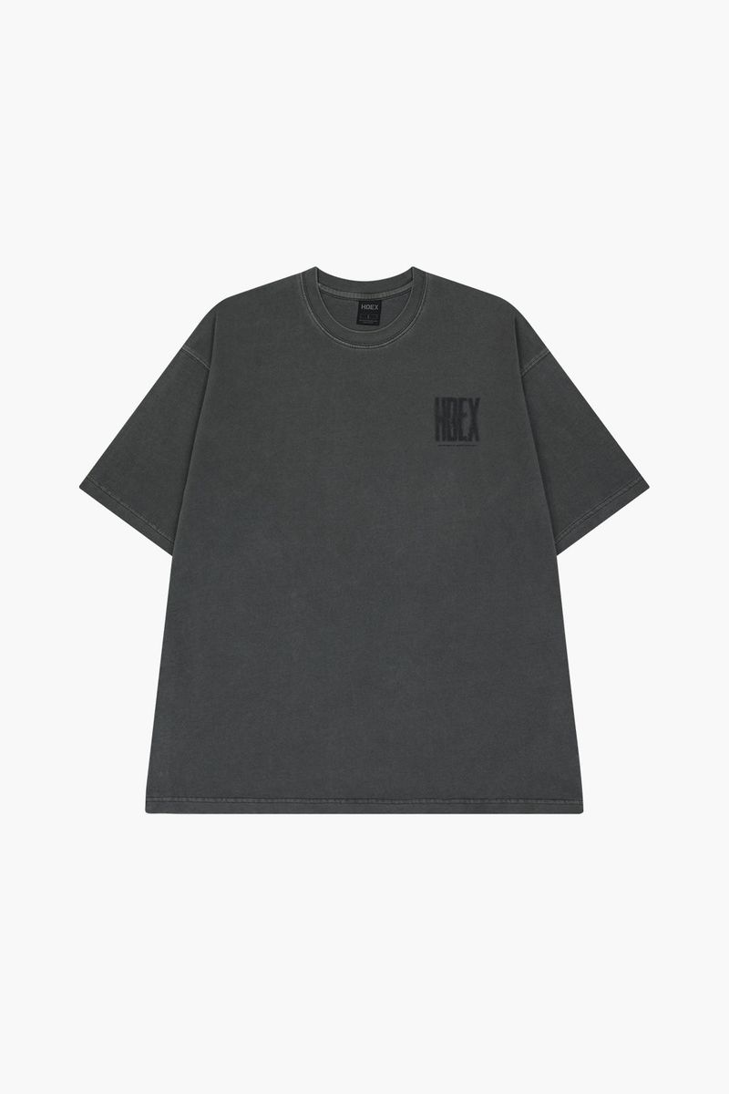 Crack Printed Pigment Short Sleeve Pigment Charcoal