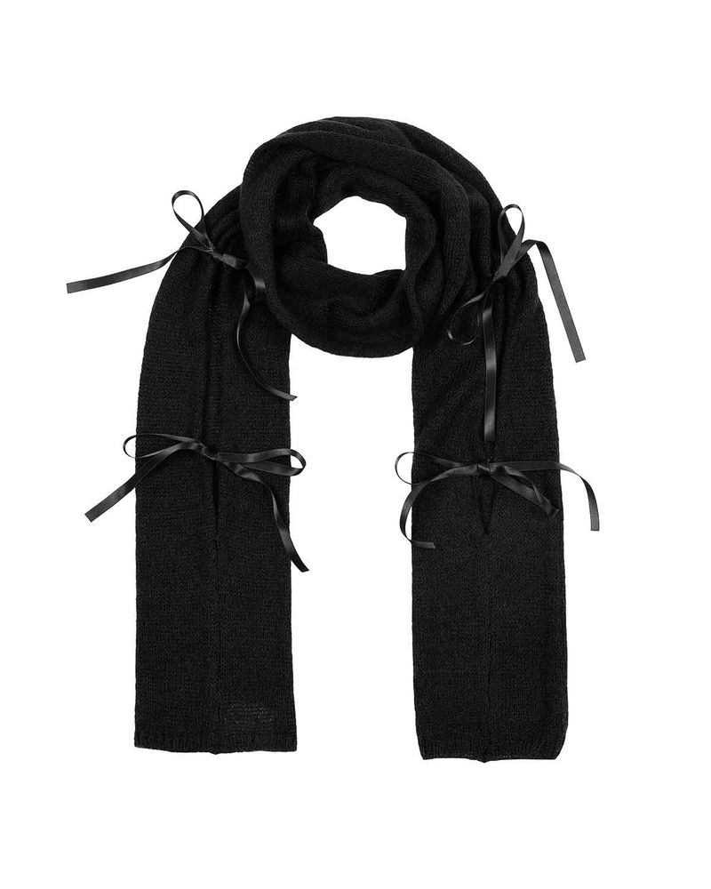 Ribbon Tied Muffler _ BLACK