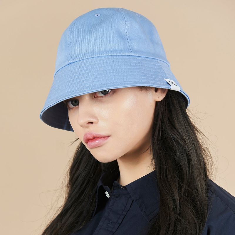Monogram Label Round Bucket Hat Sky blue