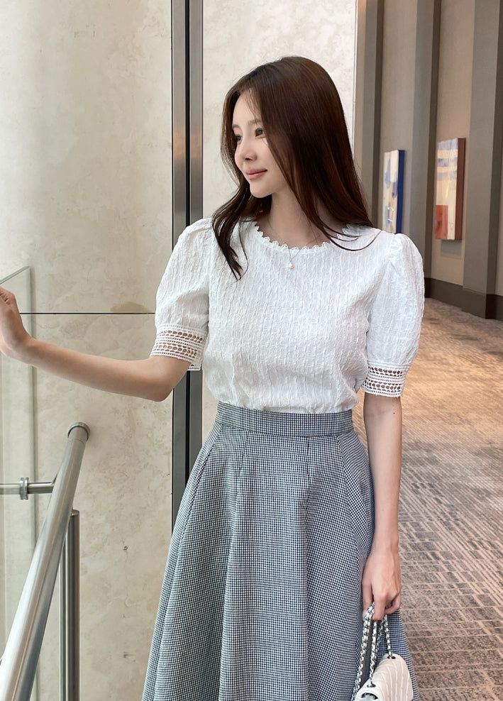 Charlene Jacquard Puff T-Blouse