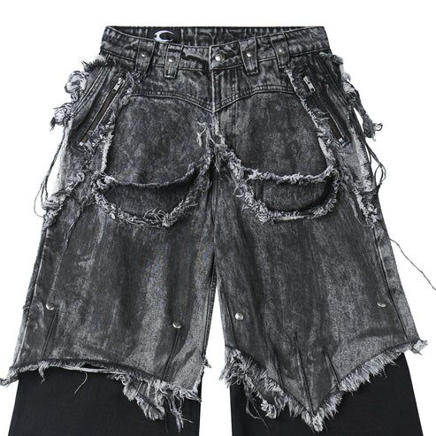 "005 CHAOS DREAM" WAXED GREY LAYER PANTS