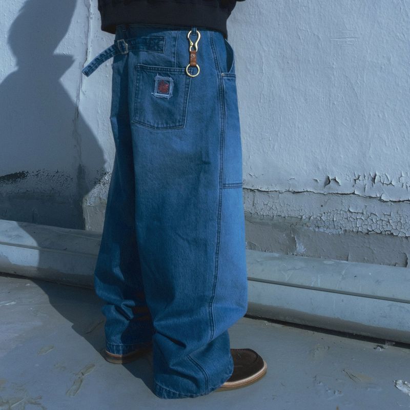 Army denim work pants / Mid blue