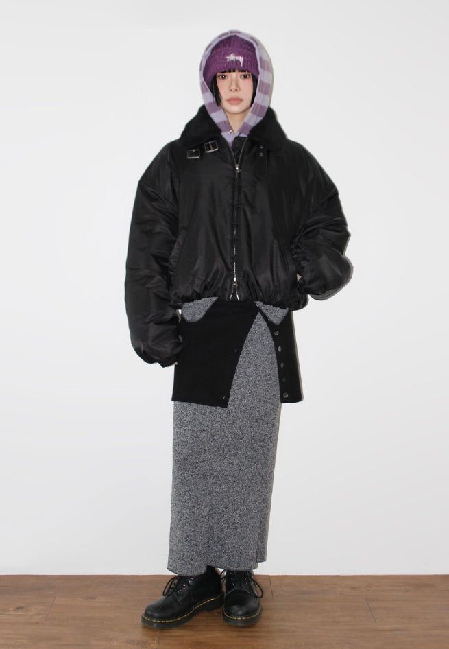 AAKE(アケ)の「(WOOL) LAYERED BUTTON MINI SKIRT(Skirts)」