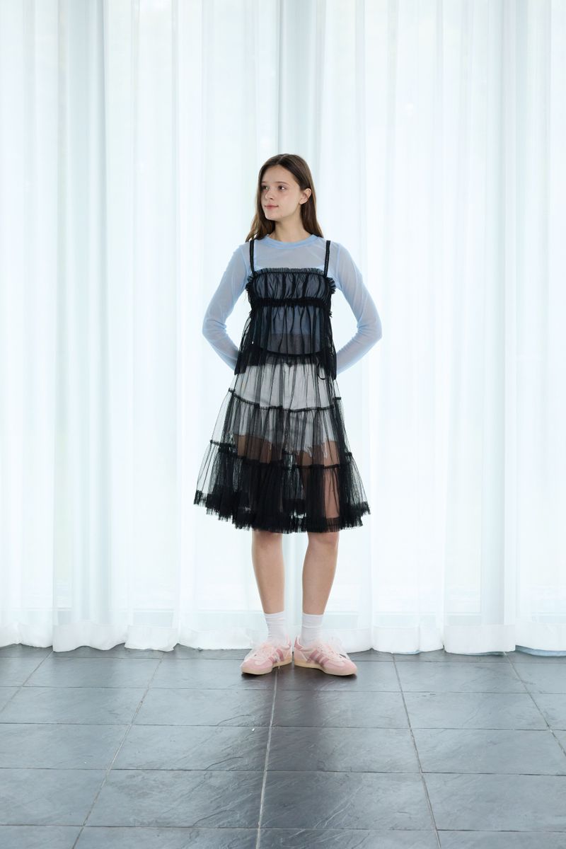 MIST MESH SHIRRING SKIRT