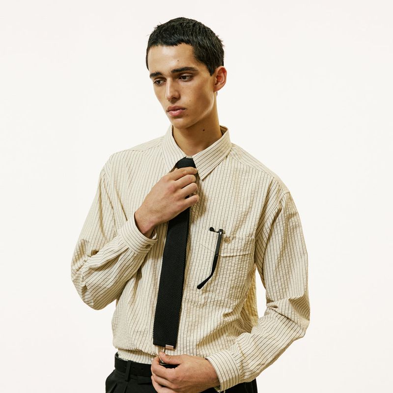 signature square tip knit tie black