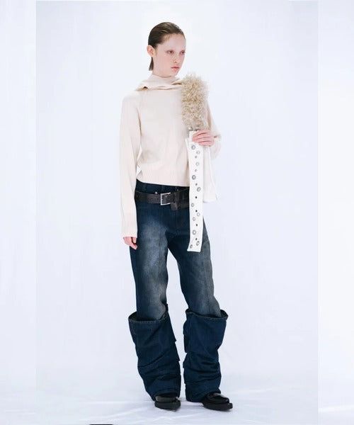 OVERLAP TUCK DENIM PANTS