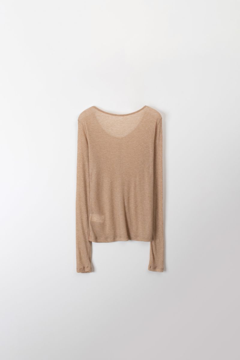 Wool boat neck T (Beige)