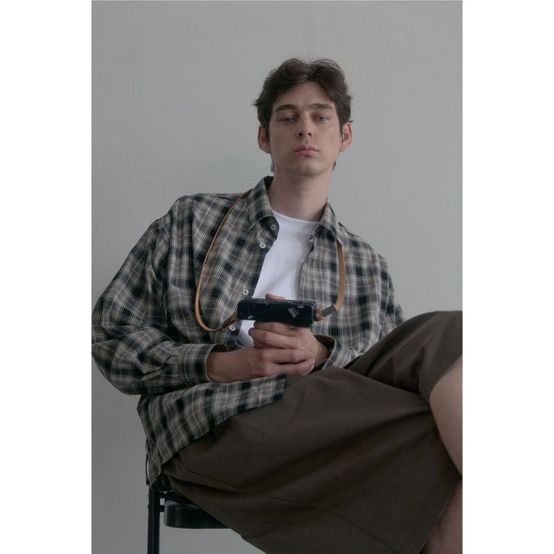 HUKE（フック）の「Vintage washing beige check shirts（Tops）」