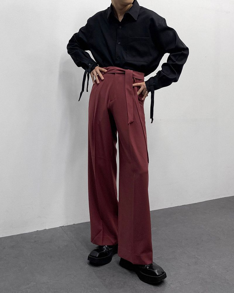 FL Belted Side Banding Wide Slacks (4 colors)