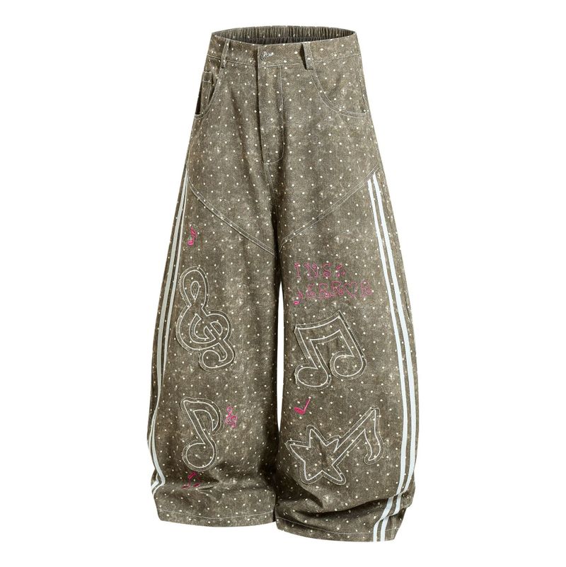 ノエルドットウォッシュドグラフィックワイドパンツ