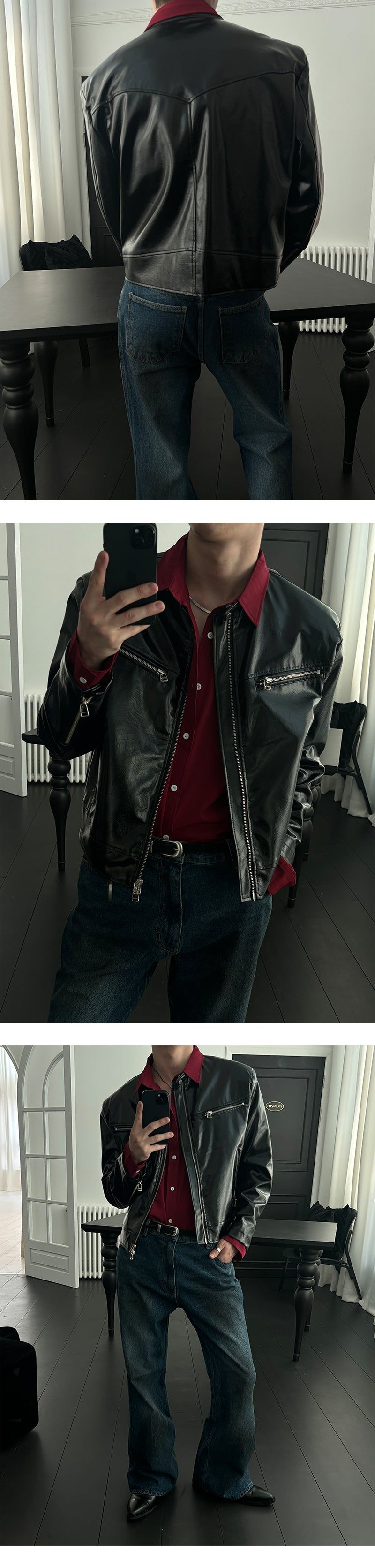 [PREMIUM][MADE] Western leather biker jacket