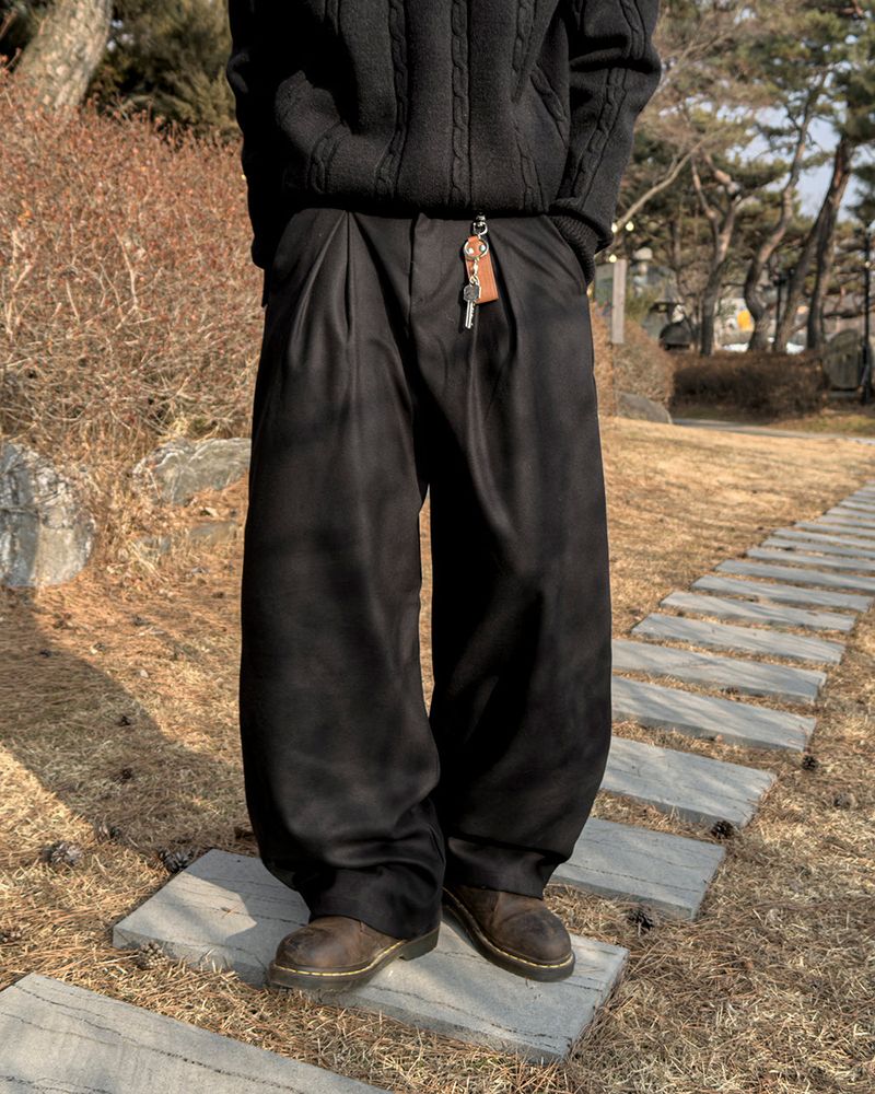Tia Double-Pleat Wide Slacks