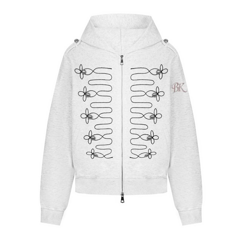 Margot Cord Embroidery Hood Zip-Up