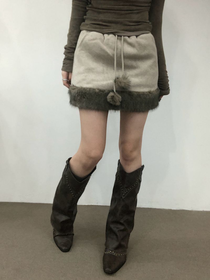 Soft Fur Brown Sweat Skirt