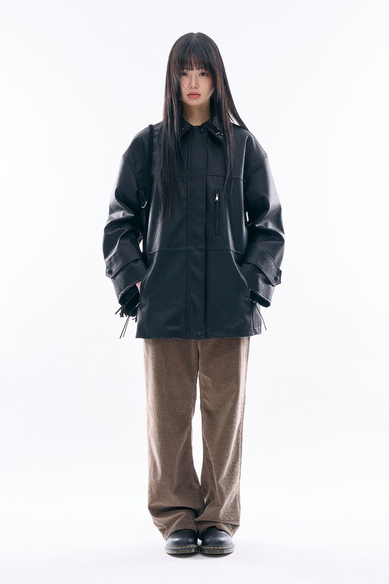 Raucohouse（ラウコハウス）の「Griffin stud half leather jacket（Jackets/Outerwear）」