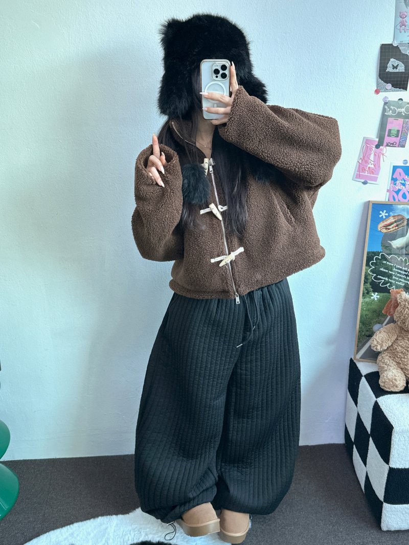 TEDDY CURLY🤎CUTIE PETIT ZIP UP 🤎🧸🐏3COLOR