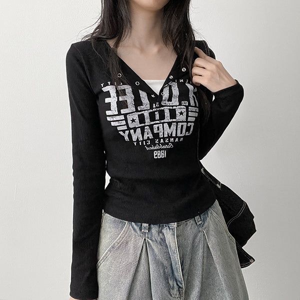 hijjoo（ハイチュー）の「Long-sleeve version💛 Newpin ribbed snap long-sleeve T-shirt (4 colors)（Tops）」