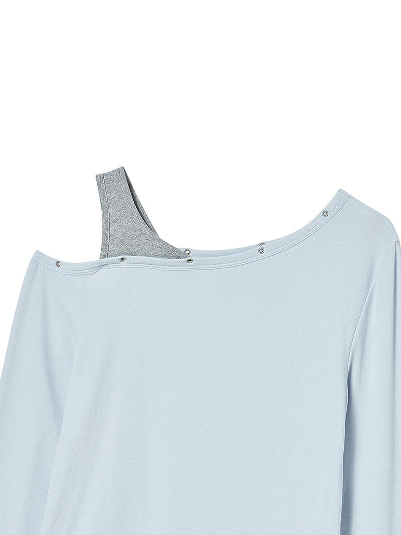 EYELET OFF SHOULDER L/S (LIGHT BLUE)