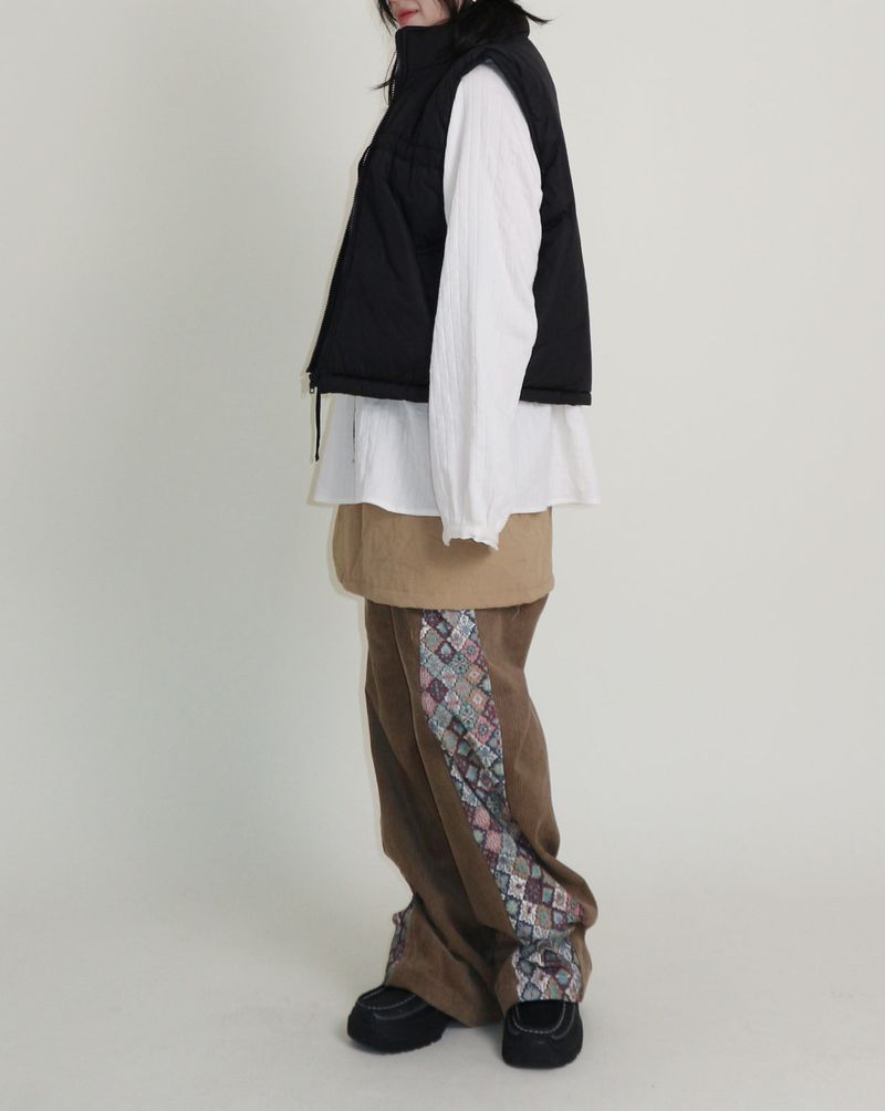 Teddy Ribbon Knot High Neck Cropped Padded Vest (6 ounces)