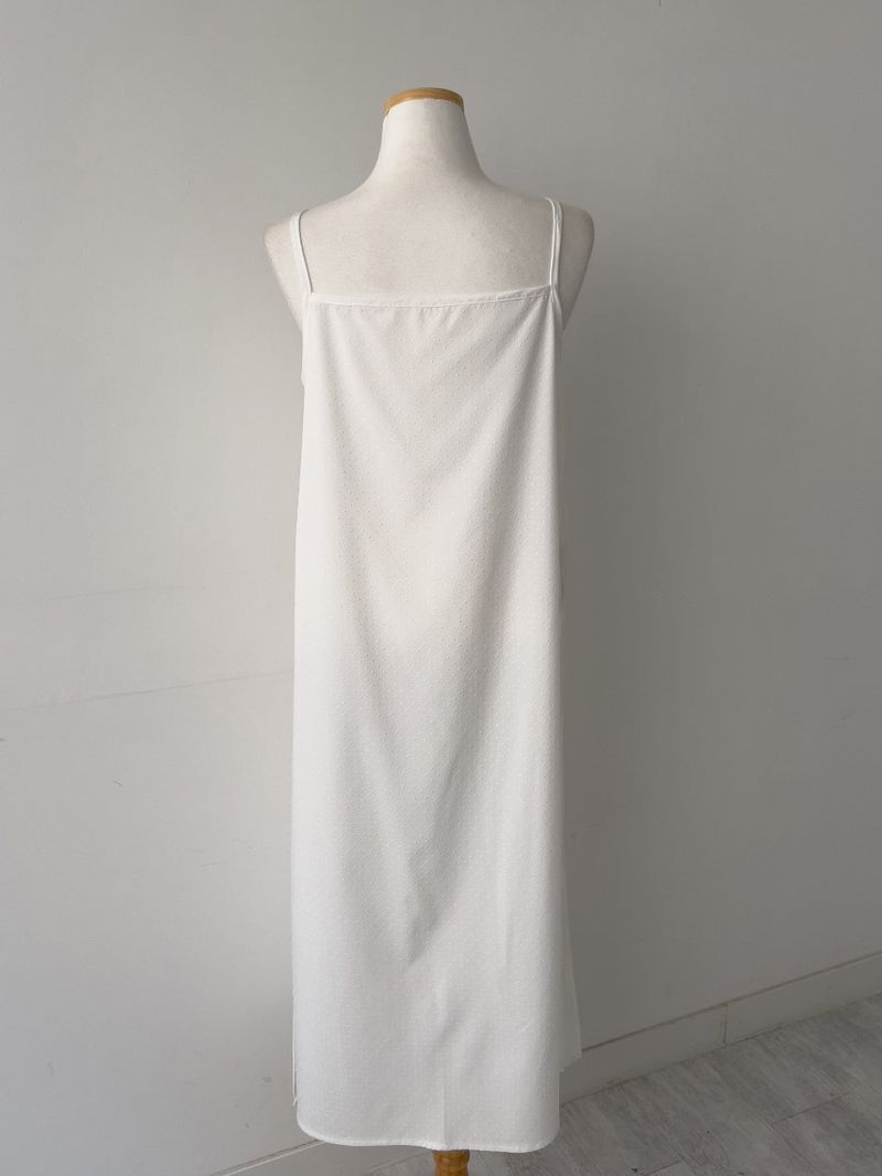 Dot Deep Slit Layered Bustier Long One Piece