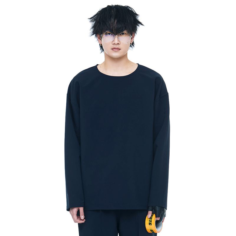 C Wear by the Genius(シーウェア バイザジーニアス)の「WOVEN T-SHIRT NAVY(Tops)」