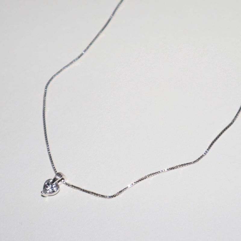 Classic Heart Solitaire Necklace (SILVER)